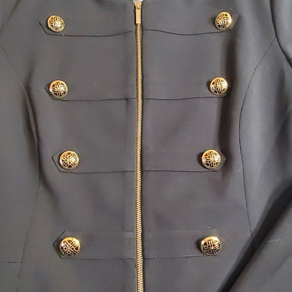 Dennis By Dennis Basso Black Womens Blazer With Gold accent Buttons Size Large - Picture 2 of 10